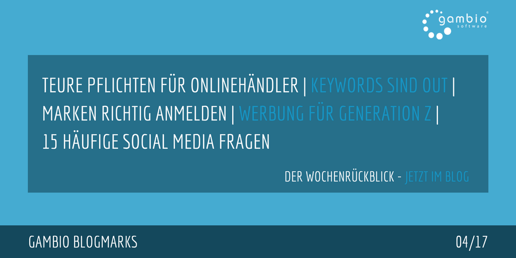 E-Commerce Rückblick: Blogmarks 04/17
