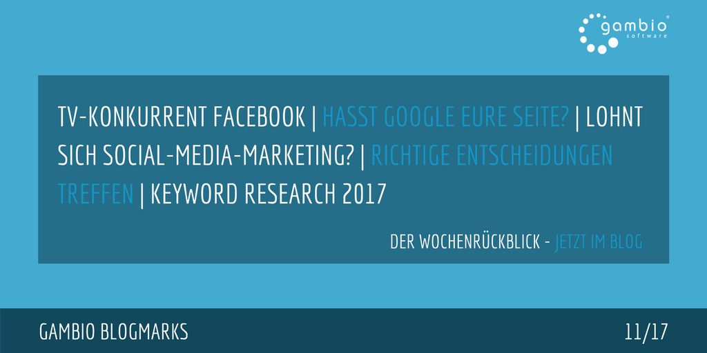 E-Commerce Rückblick: Blogmarks 11/17