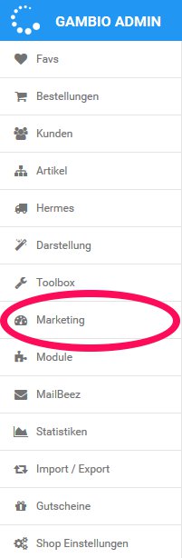 Magnalister im Gambio Admin Menü
