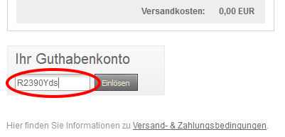 Rabatte im Gambio Shop Gutscheincode Eingabefeld Warenkorb