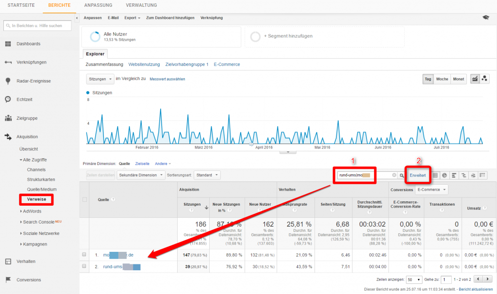 Linkanalyse mit Google Analytics | Blogmarks | Internet Kapitäne