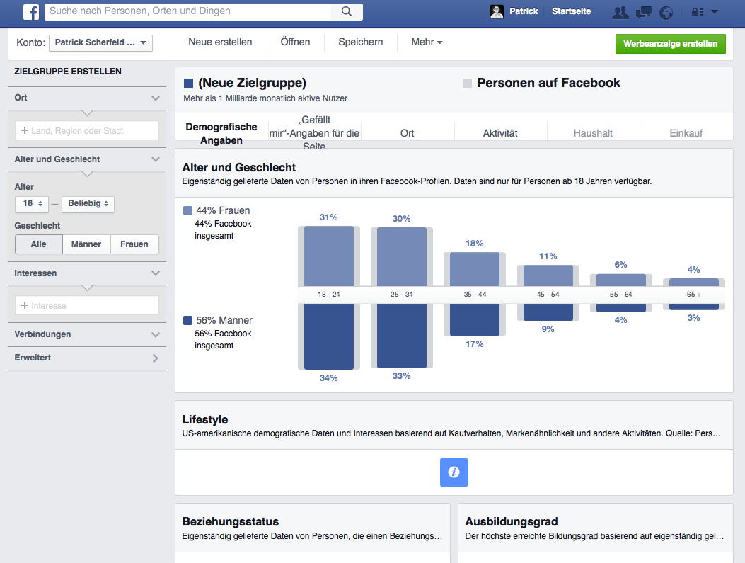 Zielgruppe Facebook-Werbung | Blogmarks | mds