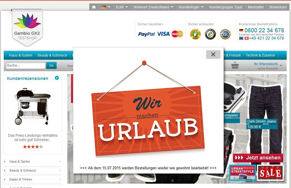 popup im frontend