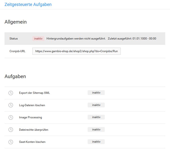 Cronjobs zentral im Gambio Admin anlegen