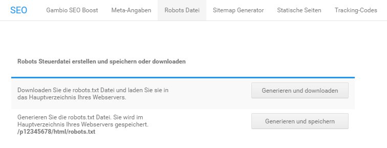 Robots Datei im Gambio Shop erstellen - SEO-Update