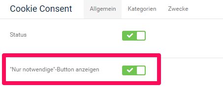 Aktivierung des neuen Buttons im Cookie Consent