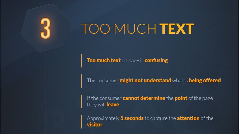 Landing Page Fehler: zu viel Text