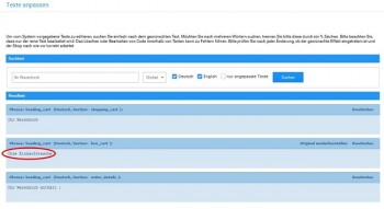 Gambio Admin Resultate Texte anpassen