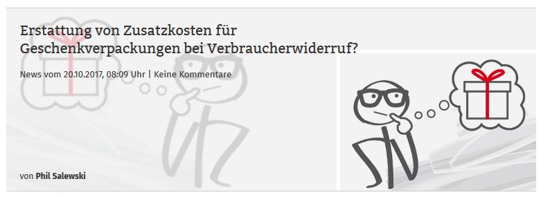 Zusatzkosten für Geschenkverpackungen bei Widerruf | Blogmarks | IT-Recht Kanzlei
