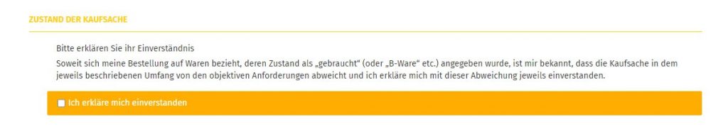 Anzeige des Artikelzustands im Checkout