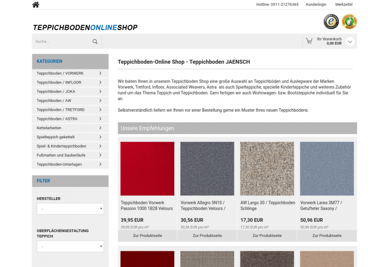 Teppichboden Online Shp Referenz Gambio Gmbh