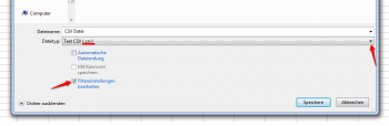 CSV Import Export Tabellen-Kalkulationsprogramm .csv Filtereinstellungen utf-8 Trennzeichen Texttrenner