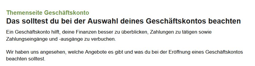 Fragen zu einem Geschäftskonto