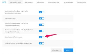 Die Srachcodes im Gambio-Shop in die URL integrieren