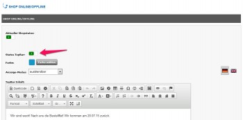 Urlaubsschaltung aktivieren Gambio