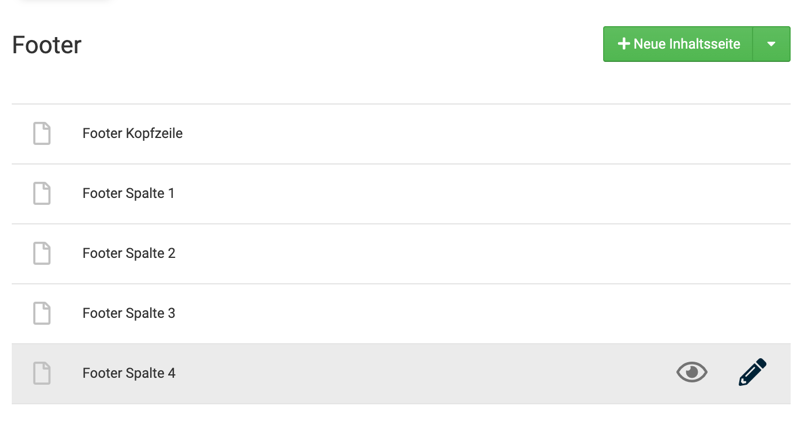 Figure 5 – Footer element list – edit Footer column 4.